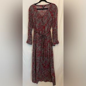 Lucky Brand - Paisley Maxi Dress Black/Red - Size XL